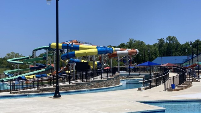 International Water Park with light post and water slides