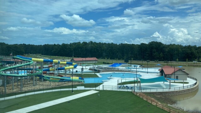International Water Park as viewed from inside a tall building