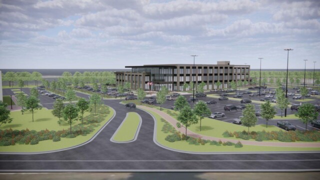 Preview of car entrance to Administration Building from Old Poston Rd