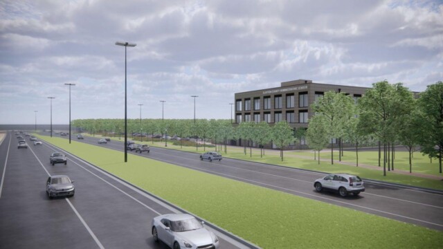 View of building rendering from other side of street