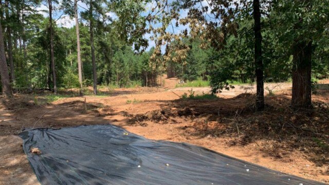 tarp placed where trail will be poured