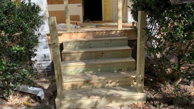Virginia Stephens House front porch without railing steps being constructed