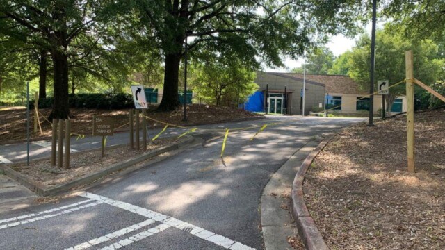 outside old building with entrance roped off