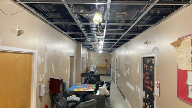 Furniture in hallway while rooms are being painted