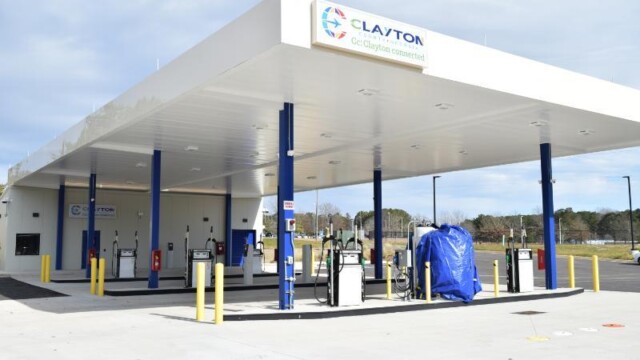Finished fuel center with Clayton County sign
