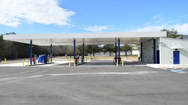 Side view of pumps under cover
