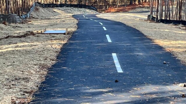fresh path with white dashed lines drawn in middle