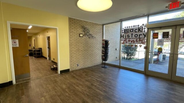 Flooring installed in the lobby