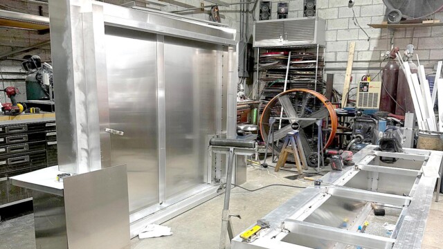 Inside factory where sign is built