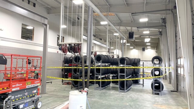 Tires stored in building