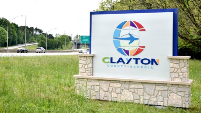 View of sign by road