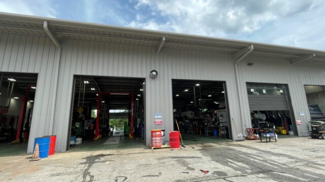 Angled view of garage door openings