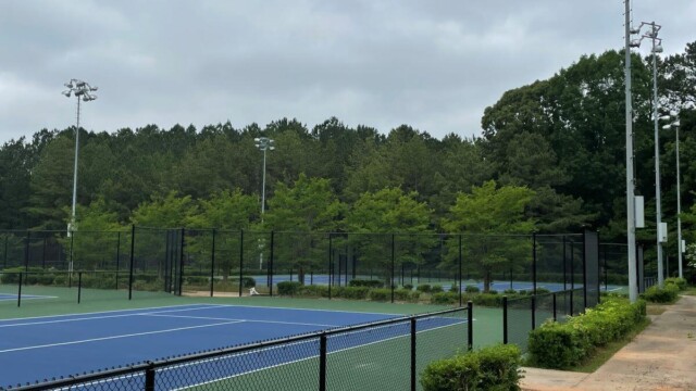 Tennis courts without nets at International Park