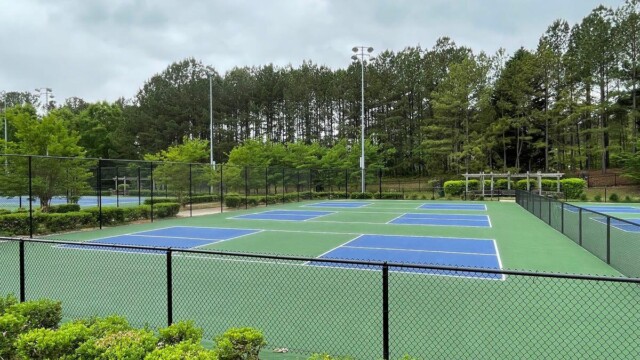 Pickleball courts without nets at International Park