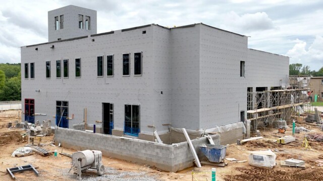 SPLOST Updates for Fire Station number 1 corner view of erected 2 story building