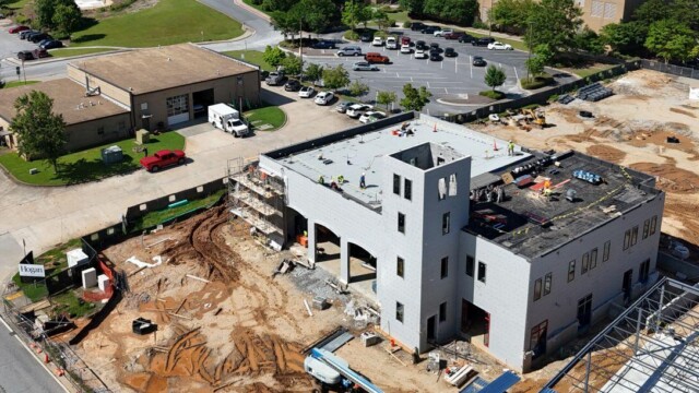 SPLOST Updates for Fire Station number 1 aerial corner view showing 3 levels