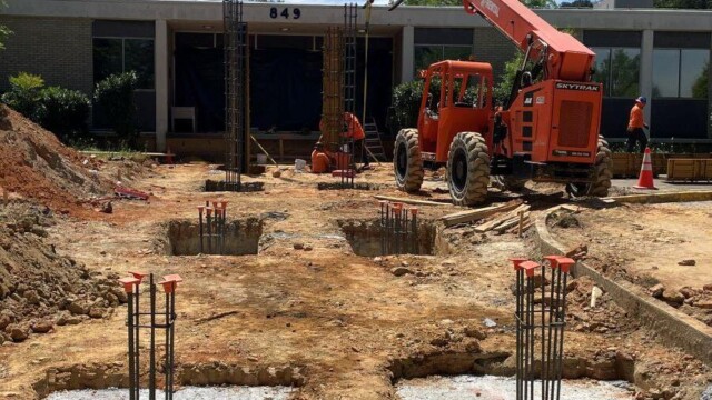 Shelnutt Senior Center Updates Steel tree and forklift