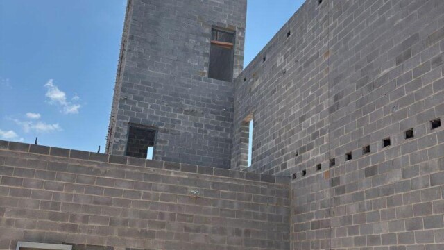 Fire Station 9 - Building Under Construction - Looking Up The Side Of Building With The Sky View - Clayton County Fire Station 9 - Building Under Construction - Looking Up The Side Of Building With The Sky View