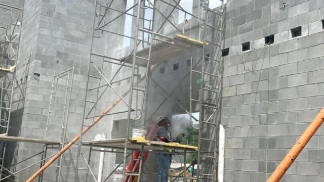 Fire station 1 Building Construction without roof and raised surface to work on
