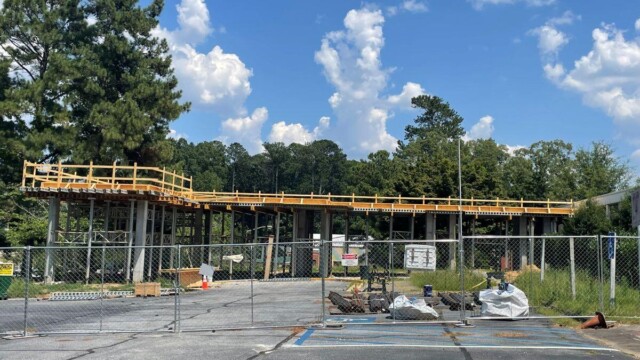 Shelnutt Senior Center full view of metal studs for building