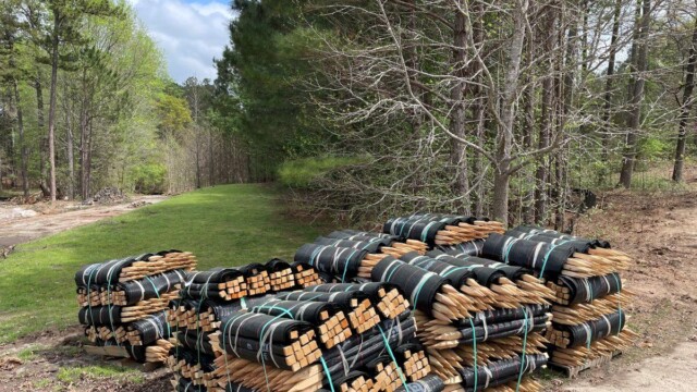 River's Edge Phase 3 construction wooden stakes
