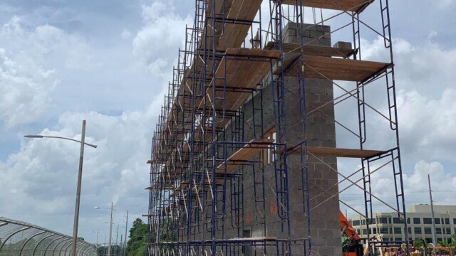 Fire Station 9 - Building Under Construction - Building Of The Wall Near The Roadway - Clayton County Fire Station 9 - Building Under Construction - Building Of The Wall Near The Roadway
