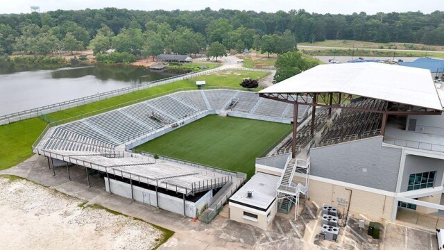 Lakeview Amphitheatre with seating around a green field