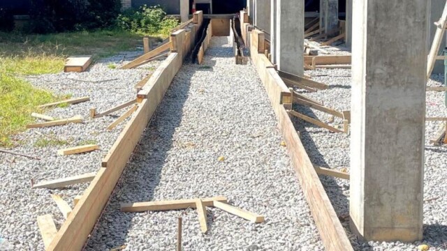 Shelnutt Senior Center walkway wood forms