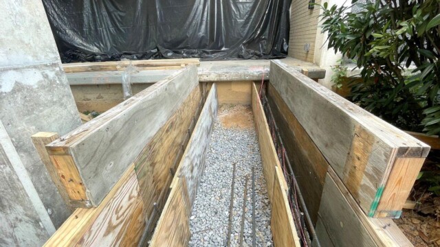 Shelnutt Senior Center wood framing for walkway