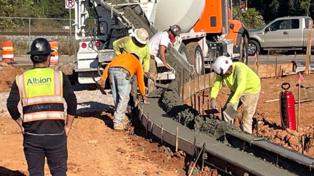 Fire station 9 - Mixing Truck Pouring Out Concrete - Clayton County Fire station 9 - Mixing Truck Pouring Out Concrete