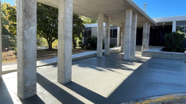 Shelnut Senior Center Walk path with fresh cement and ramp