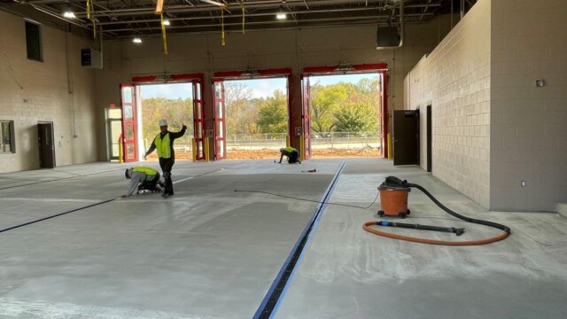Firestation 1 working on flooring