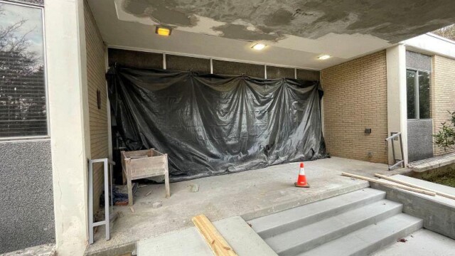 Shellnut Senior Center Entrance covered up