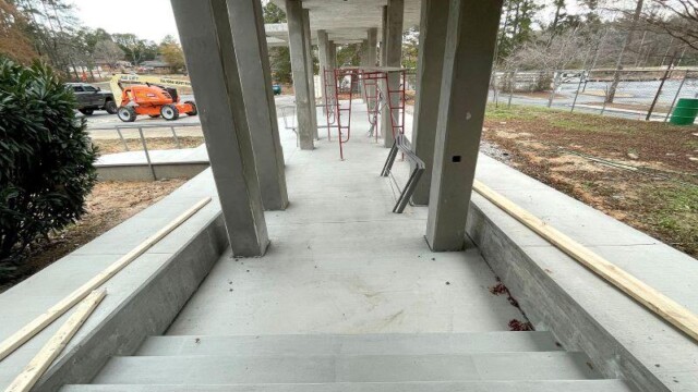 Shellnut Senior Center new steps, pillars and walkways