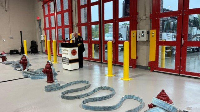 Fire station 1 hose rolled out