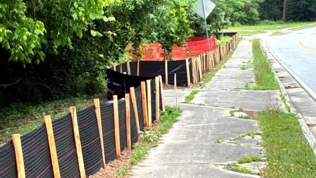 District 2 pocket park sidewalk view
