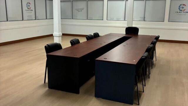 Small business incubator desks in office
