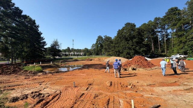 District 4 Pocket Park open dirt with workers