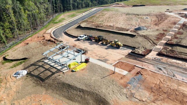 Aerial View of District 3 Pocket Park with heavy machinery