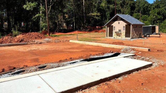 District 2 Pocket Park restroom under construction